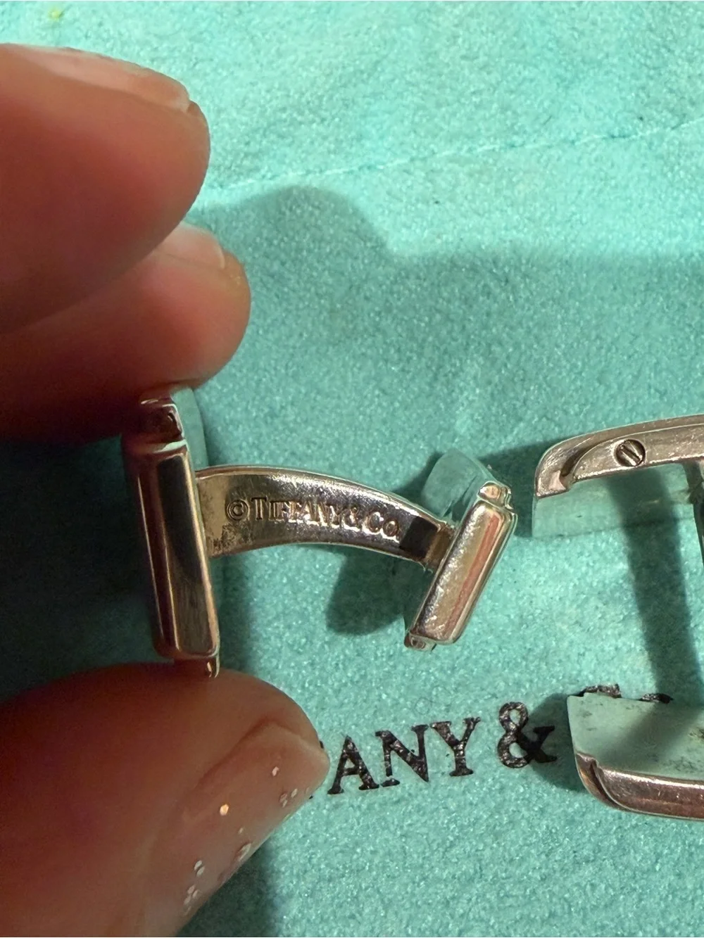 Tiffany & Co. Silver Metropolis Cuff Links w Tiffany Pouch - Graduation, Fathers